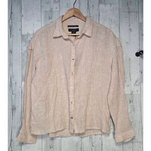 Tahari Semi-Sheer Linen Button Up Blouse Sz. M